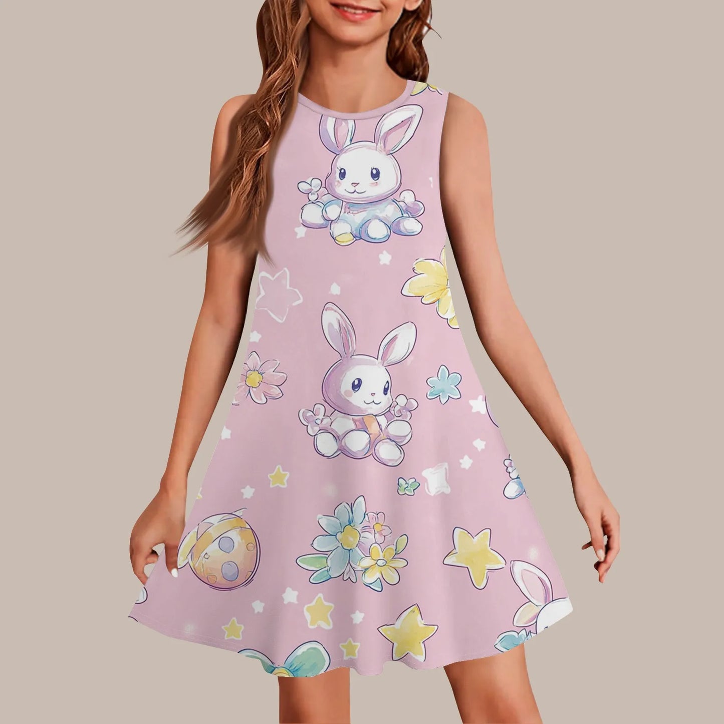 2025 Summer Girls Gift Short Sleeve Dress Original Cute Stitch Kids Skirt Fashion Performance Clothes Child Casual Wear