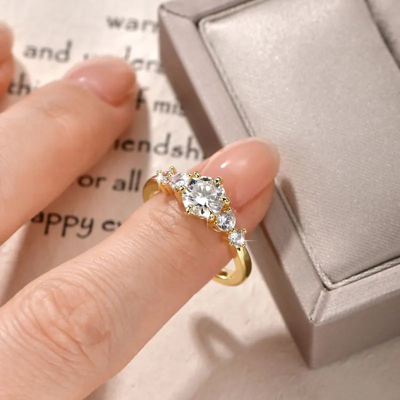 Oxtao 1 Carat Moissanite Engagement Ring 14K Gold Filled for Women