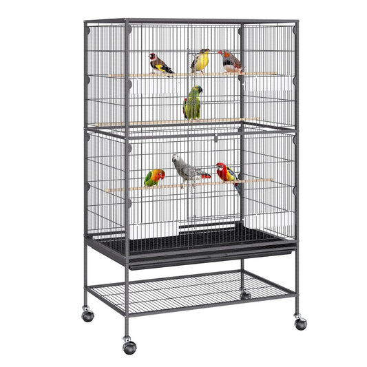 52 inch Standing Large Bird Cage, Wrought Iron Flight Bird Cage for Parakeets, Cockatiels, Parrots