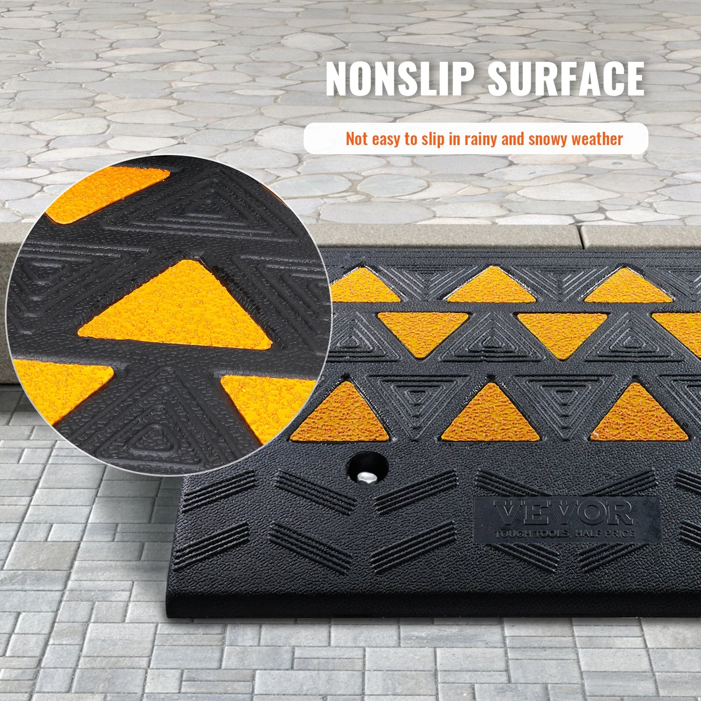 SucceBuy 1/2 Pack Rubber Curb Ramp Rise Heavy Duty Threshold Driveway Ramps with Stable Structure Car Wheelchairs Motorcycles
