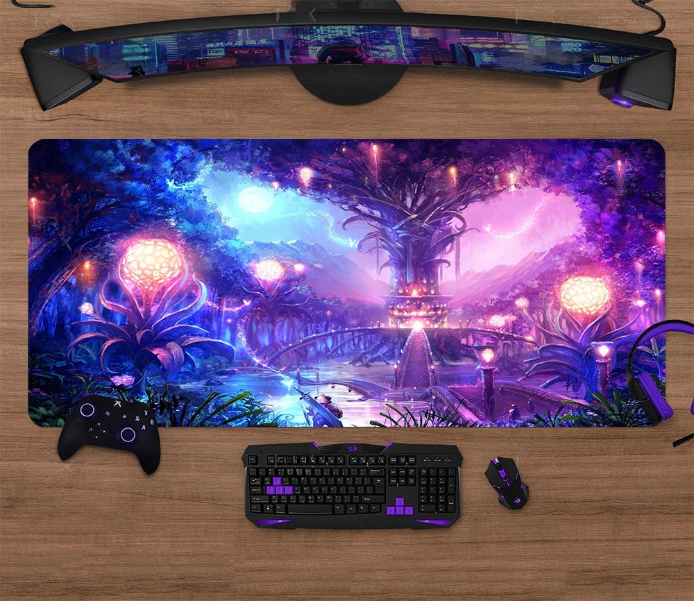 Gothic Wonders Desk Mat, 800X300 Cat City Mouse Pad, Big Gaming mouse pad xl, Cute Track Pad, Aesthetic Desk Pad, XL Deskmat