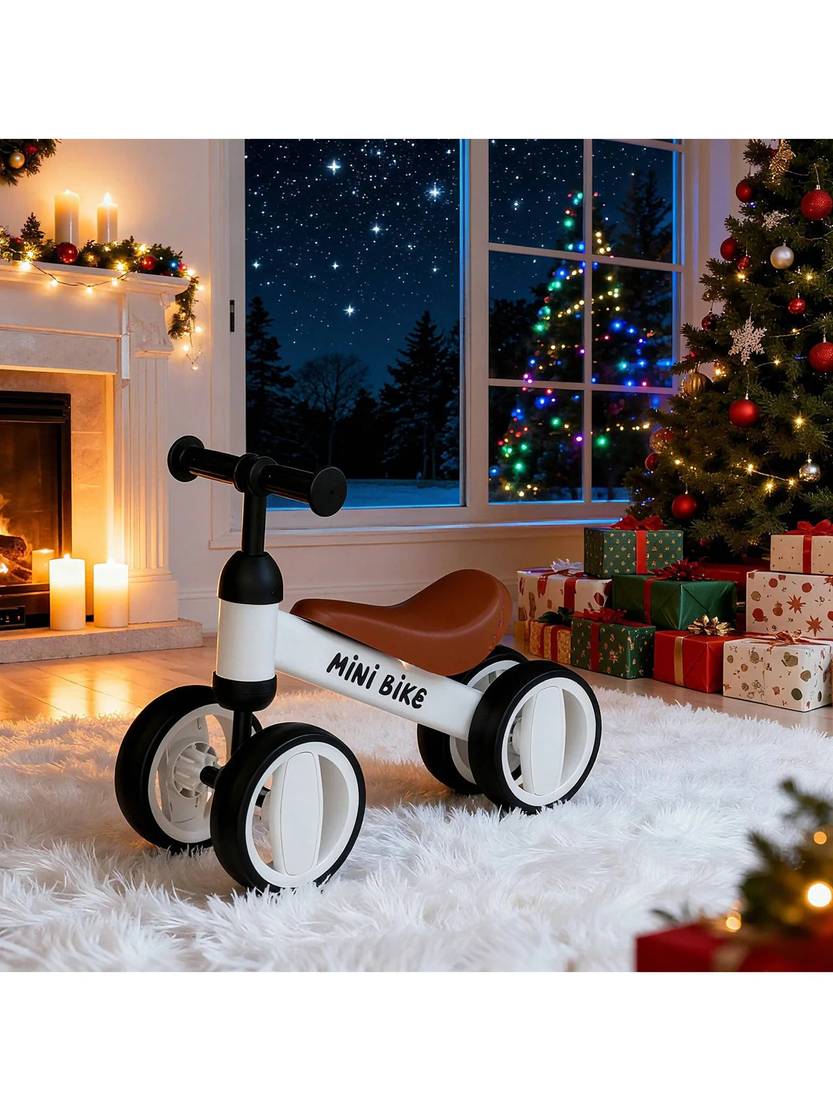 Toddler Balance Bike 10-24 Months | 4-Wheel No-Pedal Ride On Toy with 135° Steering,Anti-Rollover, Lightweight 3.3lbs, Silent Wheels for Baby Boys Girls