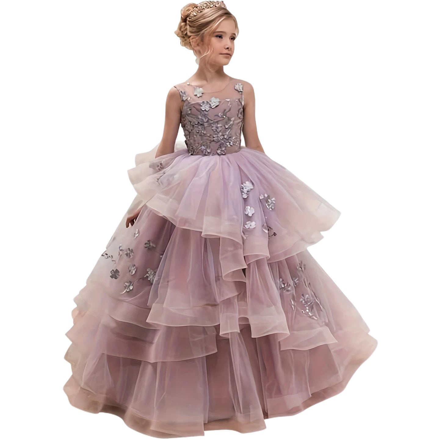 Lace Dress Girls Evening Dress Children's Autumn Clothing Catwalk Host Performance Princess Dress