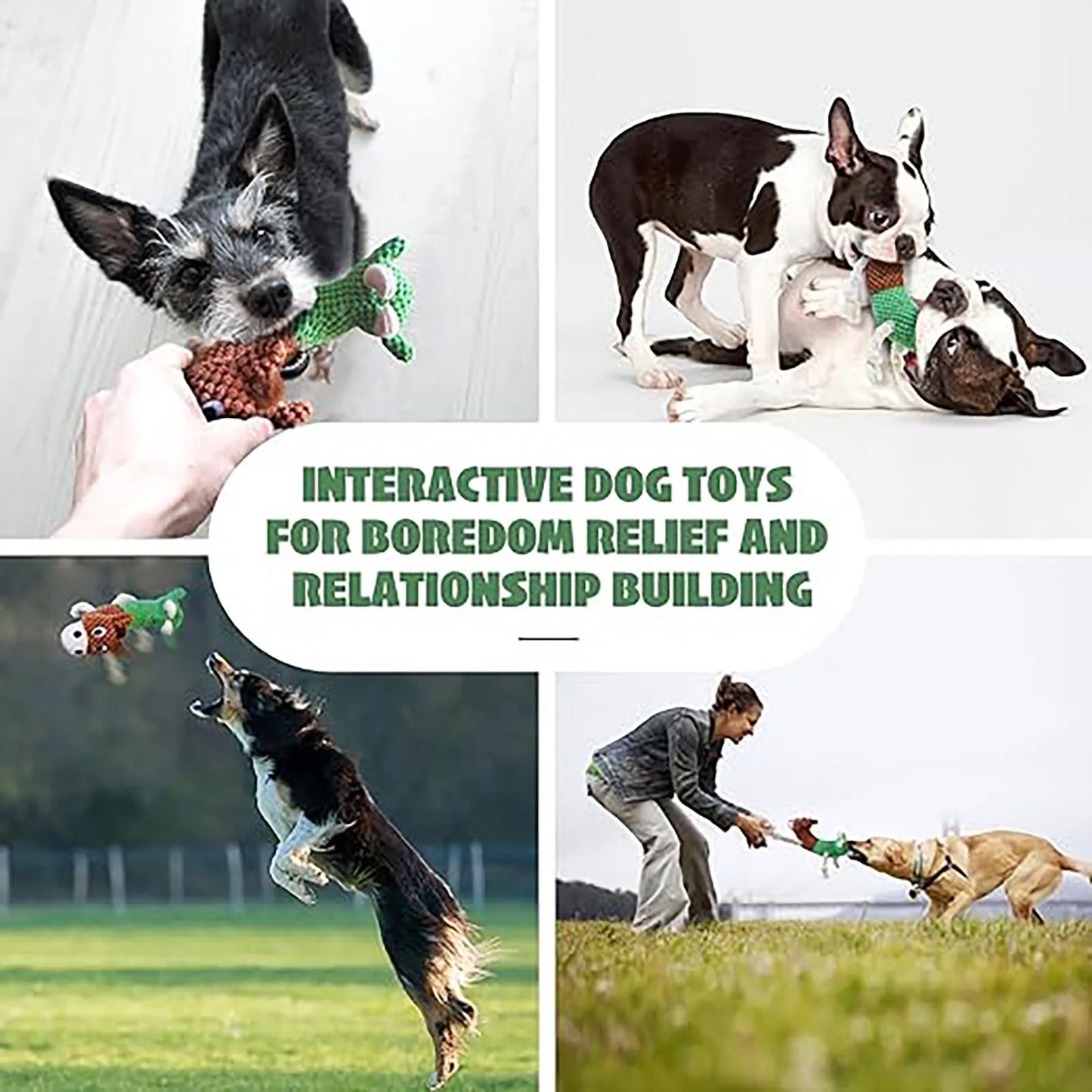 Squeaky Dog  Squeaky Dog  Cow and Horse Double Headed Plush Dog Chew  for Small Medium Large Dogs Plush Squeaky Dog