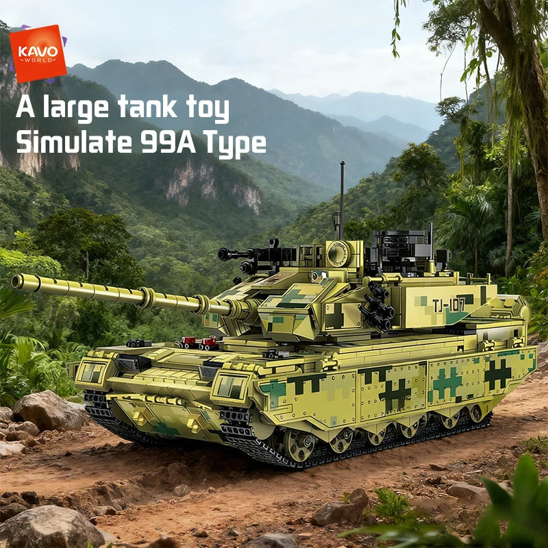 KAVOWORLD 2042pcs Simulated Main Battle Tank Building Block Military Army Car Truck Bricks Toy City Construction Bricks Kidd Gif