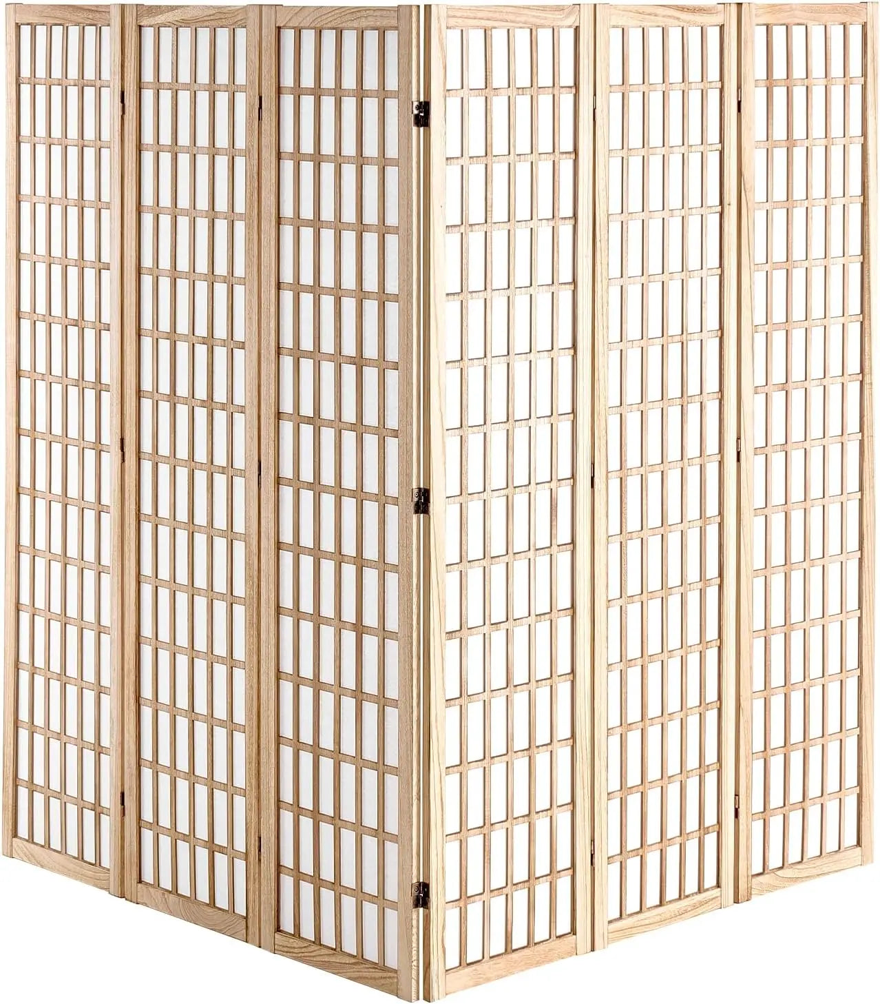 Room Divider, 6 Panel Japanese Room Divider, Wood Folding Privacy Screen Indoor, Partition Dividers Portable Decoration Screens