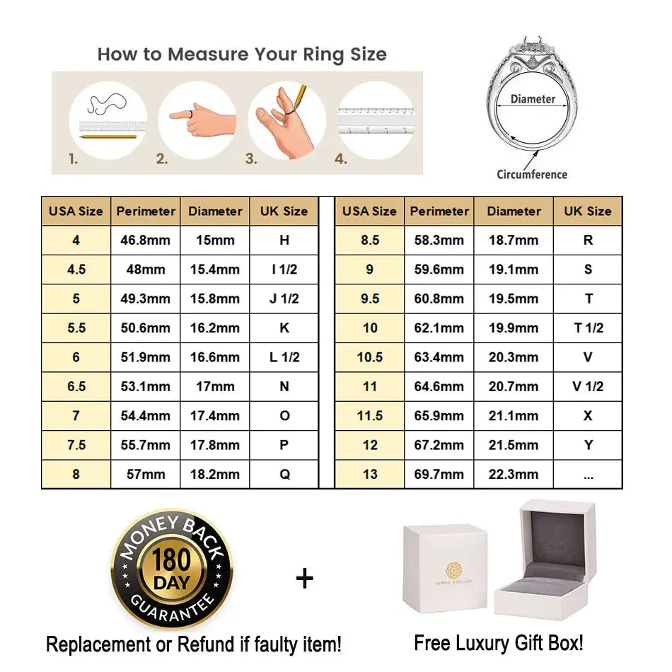 Newshe Moissanite Wedding Ring  for Women Wave Band D Color VVS1 925 Sterling Silver Half Eternity RingsSize 5-10
