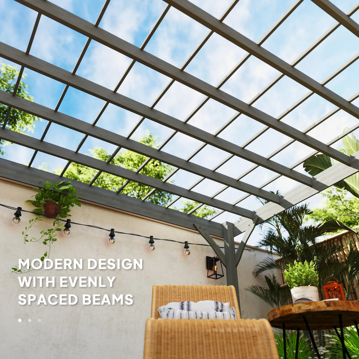 12' x 20' Outdoor Wood Pergola Gazebo with Stable Structure, Gray