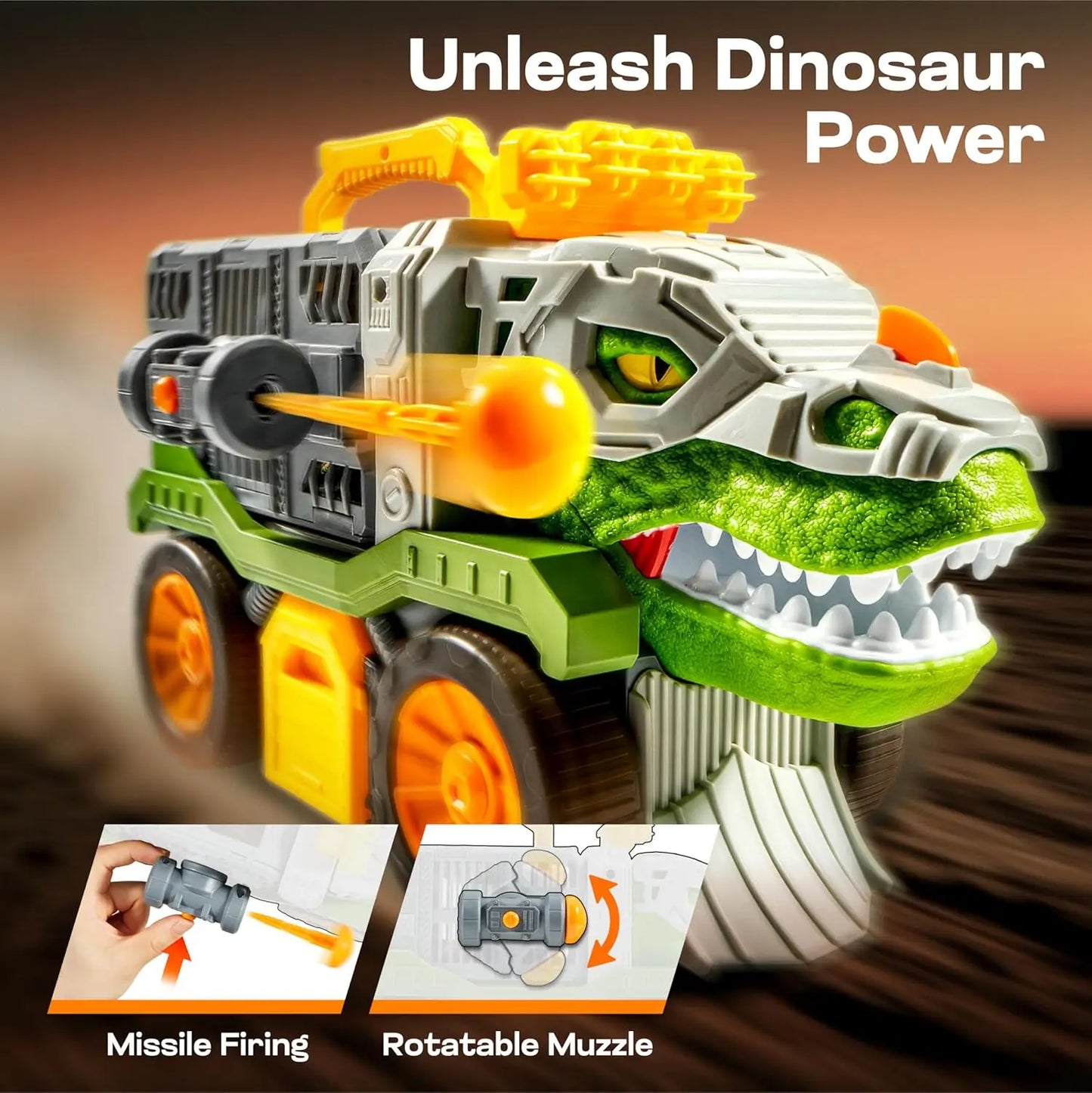 JOYFY Dinosaur Carrier Truck with 2 Pcs Cars and 6 Pcs Figures for Toddlers 3 4 5+ Year Birthday Christmas Gifts Toys