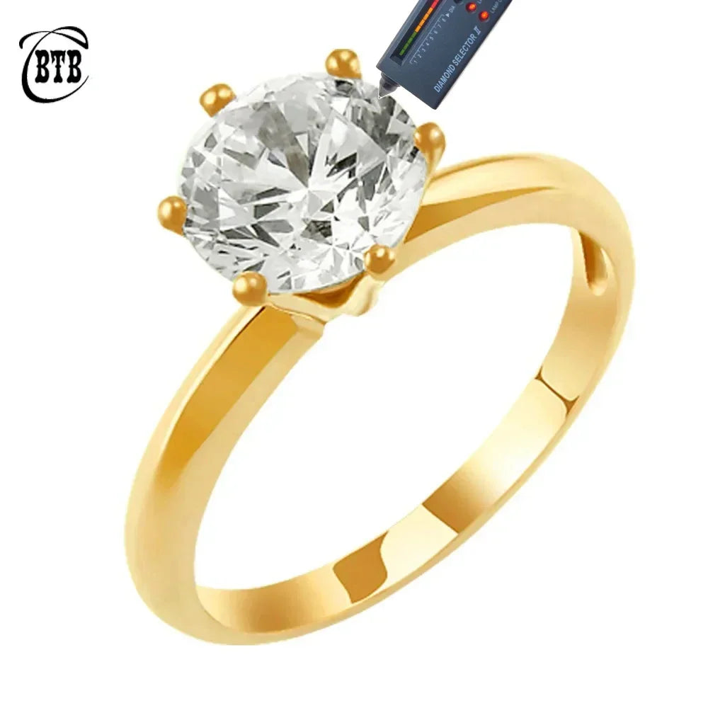 Cbtb Real Moissanite D Color 1-3ct Gold Engagement Rings for Women Luxury Wedding Jewelry Wholesale