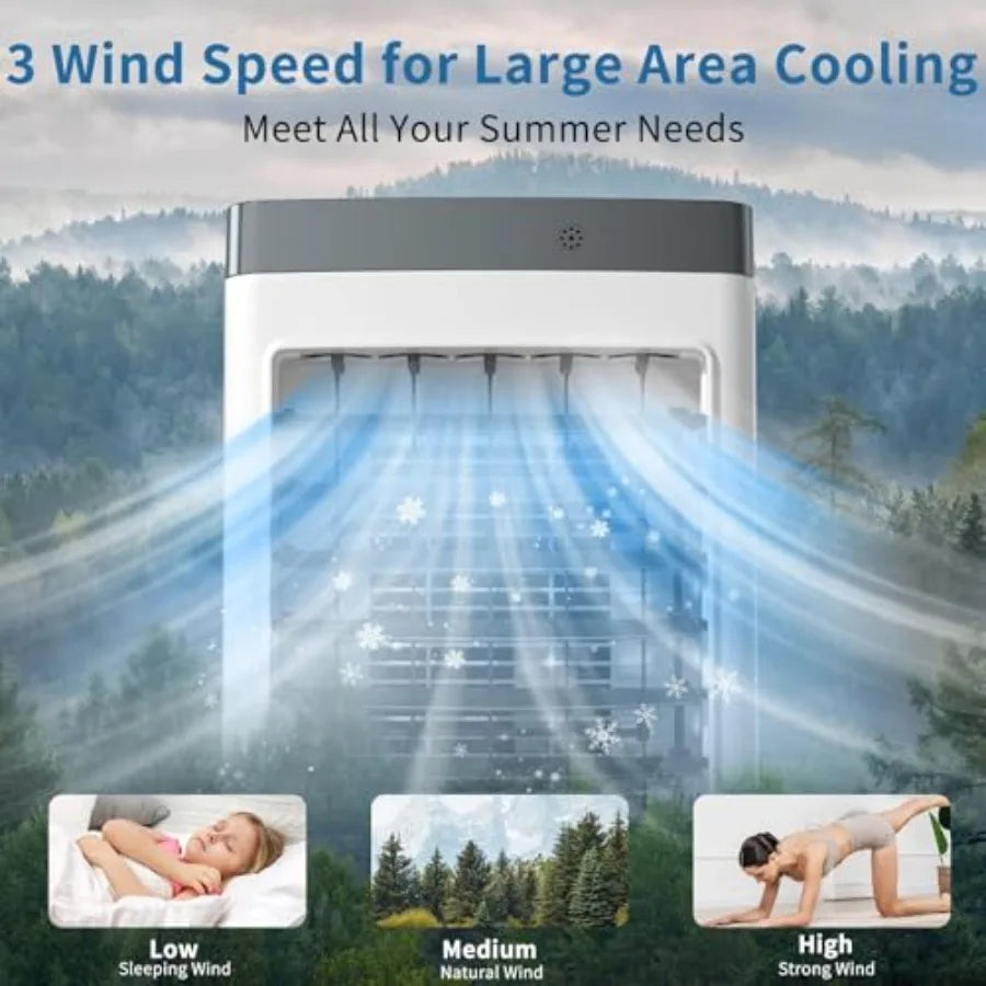 Air Cooler for home use, aluminum alloy body, white color, ultra-quiet operation and energy-efficient cooling