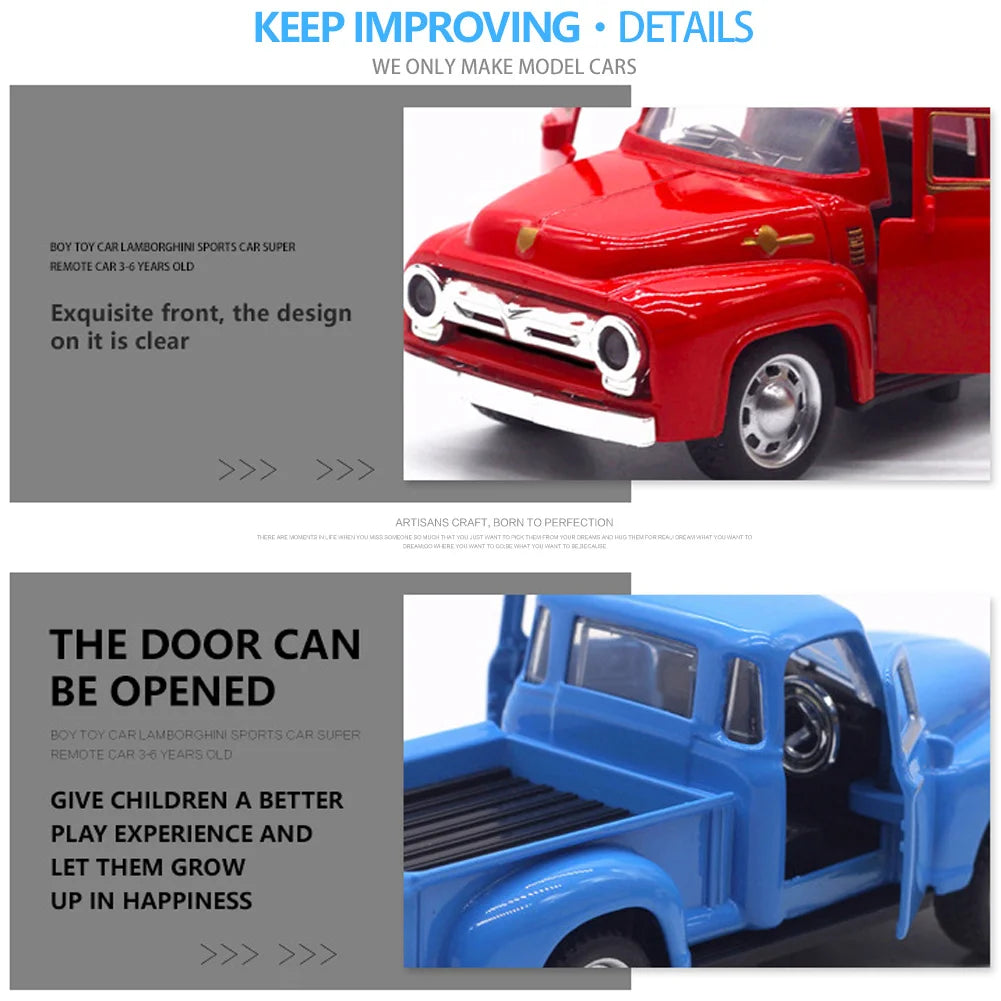 Little Blue Truck Toy for Kids Ages 2 3 4 5 6 7 8 Year Old Boys Girls,1:32 Alloy Kids Car Toy Driveable,Car Door Can Open (Blue)