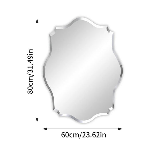 LUVODI Minimalist Frameless Wall Hanging Mirror Asymmetrical Vanity Mirror with Beveled Edge for Bathroom,Entryway