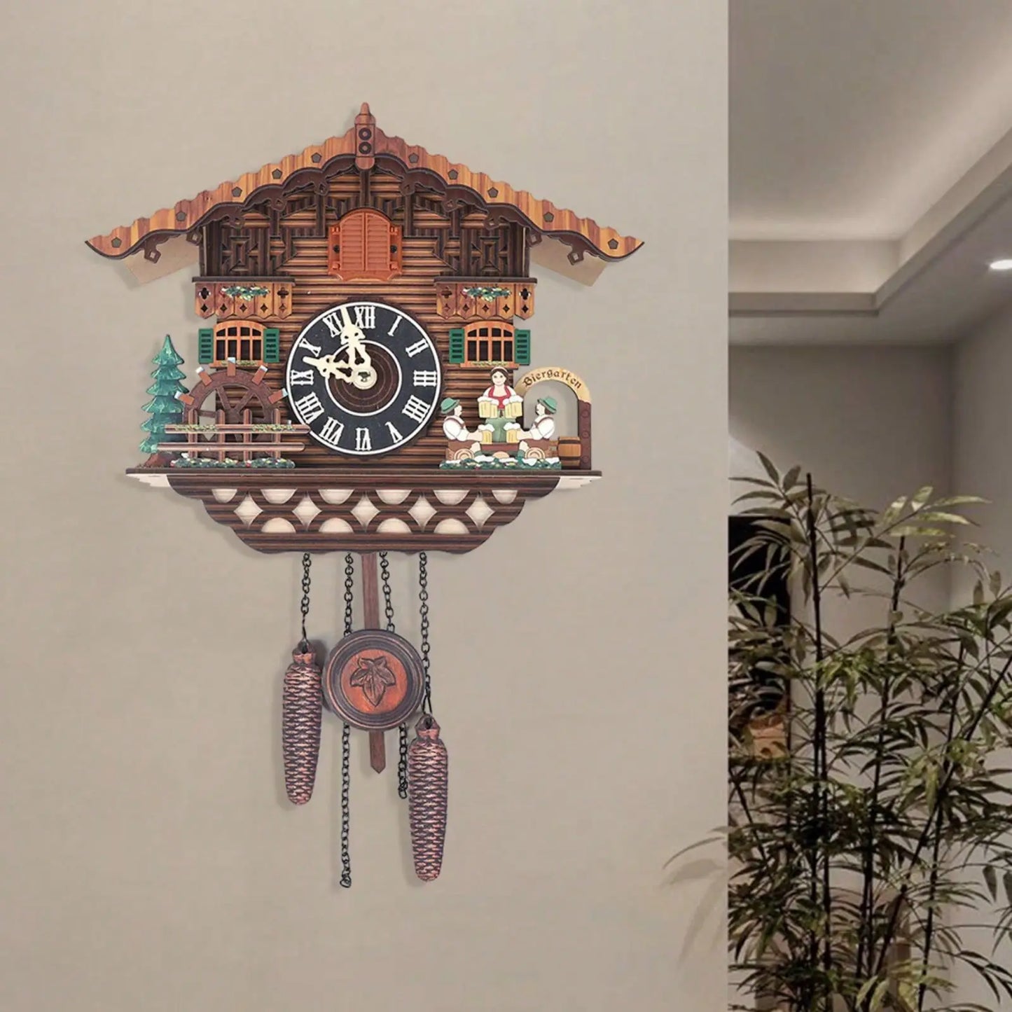 Creative Bird Cuckoo Quartz Wooden Swing Wall Clock Time Alarm Watch For Decor