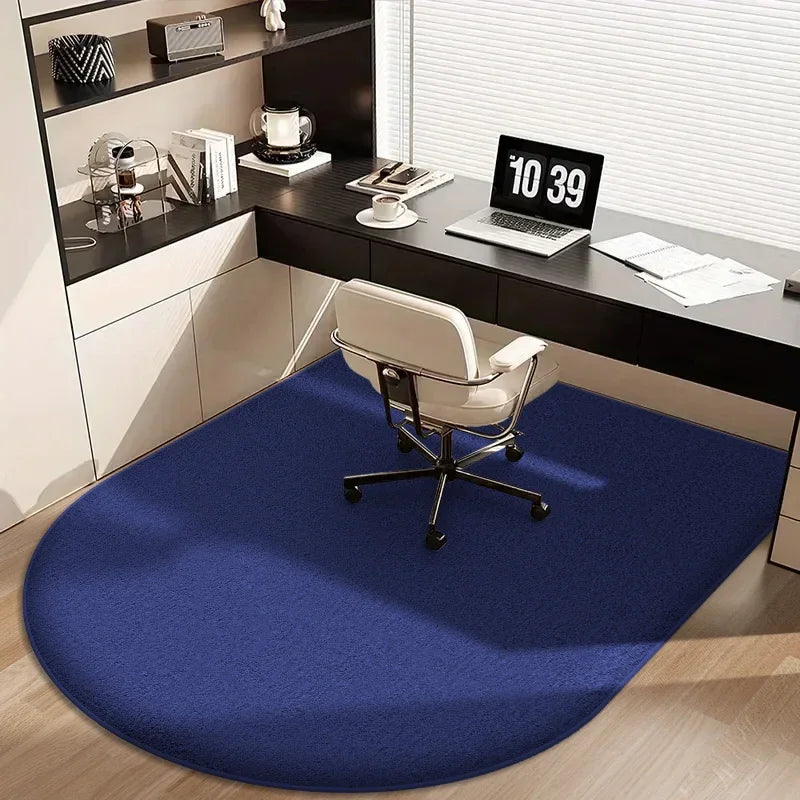 Solid color computer chair mat flannel floor mat thickened desk swivel chair arched carpet study soft dressing table foot mat
