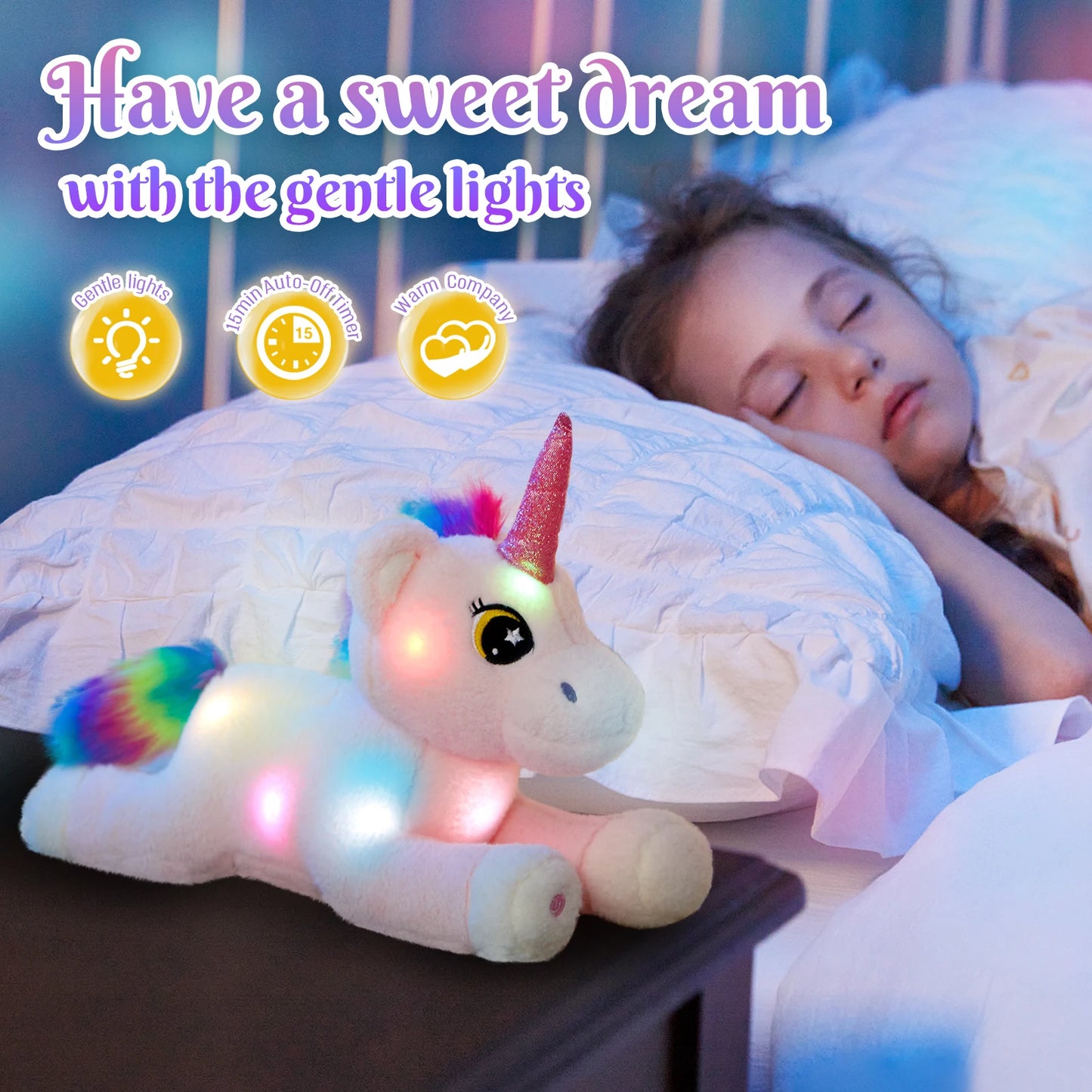 Glowing Unicorn Plush Toy,Unicorn Theme Birthday Party Gift Toy For Kids, Ideal Playing Doll Ornament