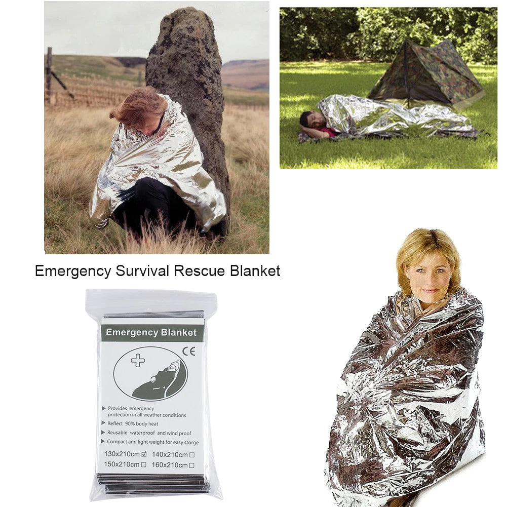 1-20pcs Emergency Mylar Thermal Blanket Foil Space Blanket Designed for NASA Body Warmer Outdoor First Aid Camping Hiking Travel