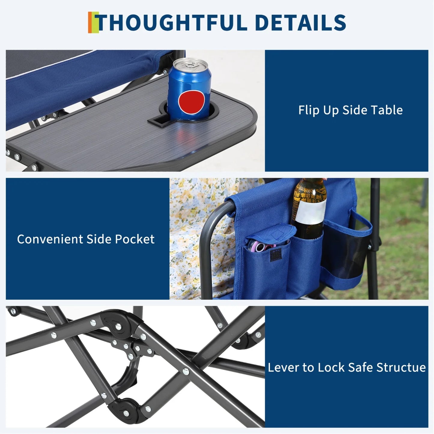 1 Pack / 2 Pack Oversized Heavy Duty Folding Directors Chair for Adults, 400 Lbs Capacity Portable Camping Chair with Side Table, Cup Holder & Side Pocket, Lawn Chairs for Camping, Beach, Garden, RV