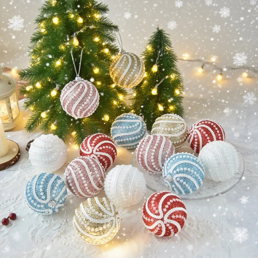 12PCS Christmas Ball Nordic Creativity Christmas Ornament Pendant Foam Balls Wedding Hanging Ball Decoration Supplies Xmas