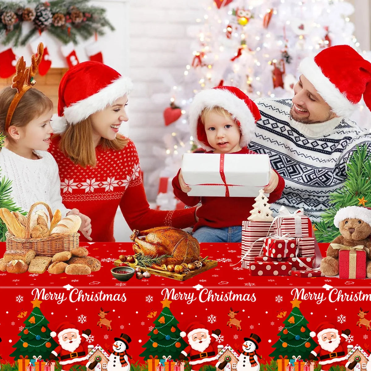 2025/2026 Christmas Snowflake Plastic Tablecloth - Merry Xmas Home Decor for Navidad, Natal & New Year Table Ornament