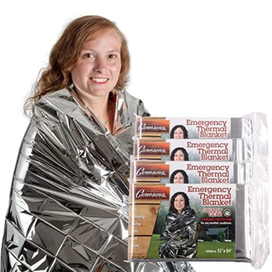 Emergency Mylar Thermal Blankets 4 Pack Survival Kit Camping Blanket-Hiking Outdoors, Marathon Runs or First Aid Set-Bug Out Ba