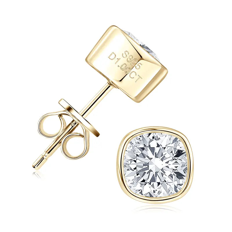 OXTAO Moissanite Stud Earrings 925 Sterling Silver D Color Moissanite Square Earrings for Men Women Certified Jewelry 6x6mm 1CT