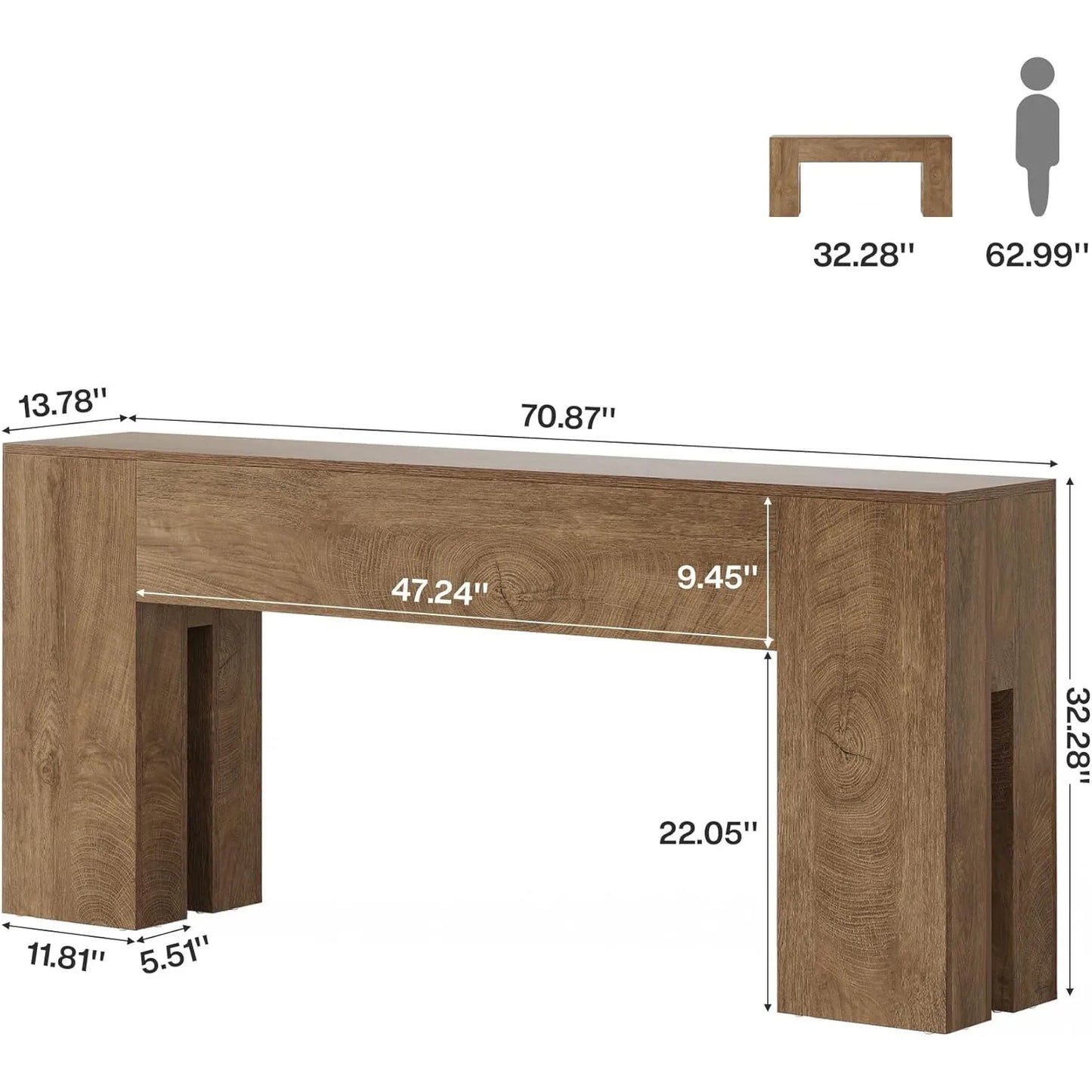 LITTLE TREE 71-Inch Long Console Table for Entryway, Farmhouse Sofa Console Behind Couch,for Hallway, Foyer, Living Room