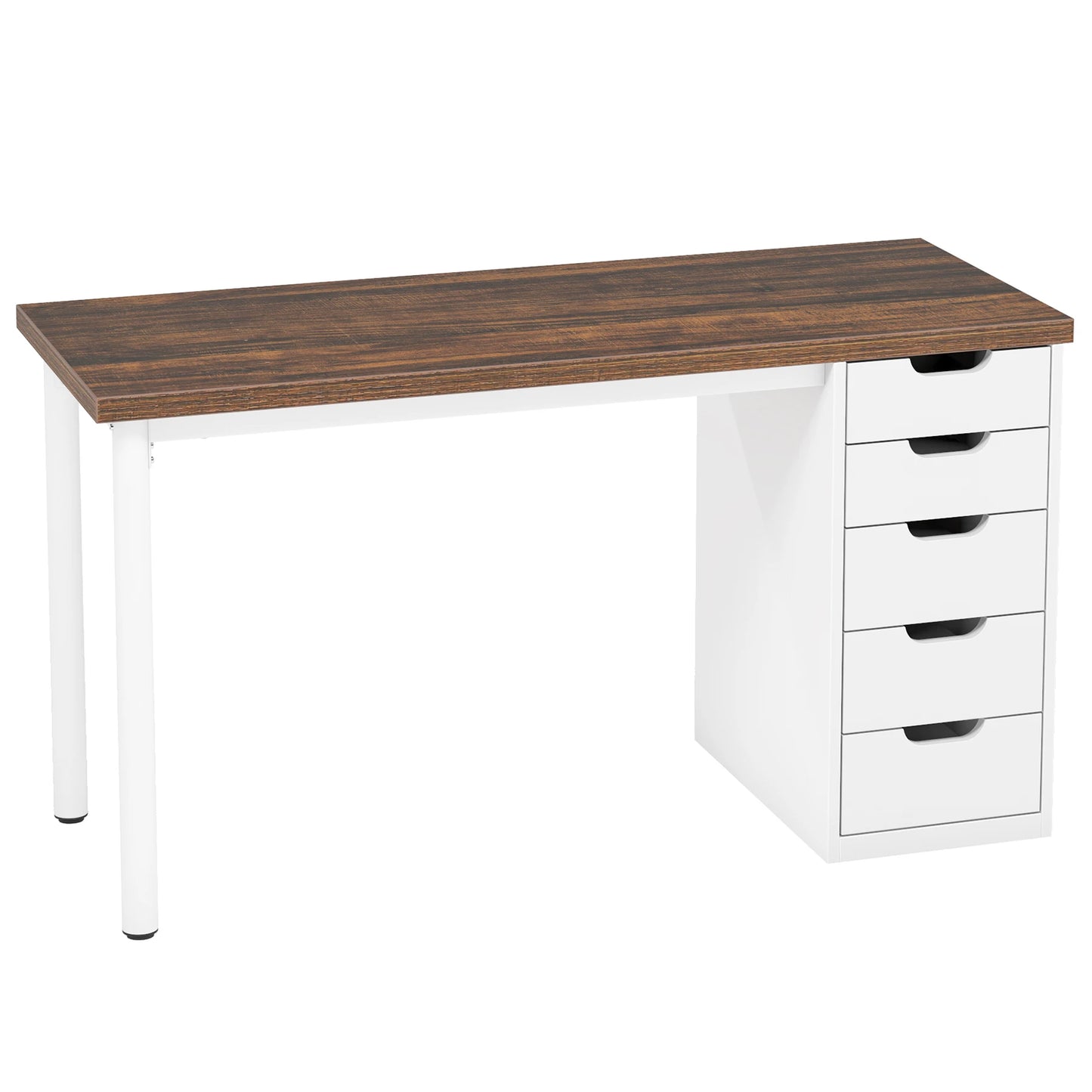 Tribesigns Computer Desk with 5 Drawers, 47 inches Rustic Brown Home Office Desk with Storage, Modern Simple Laptop Desk Study W