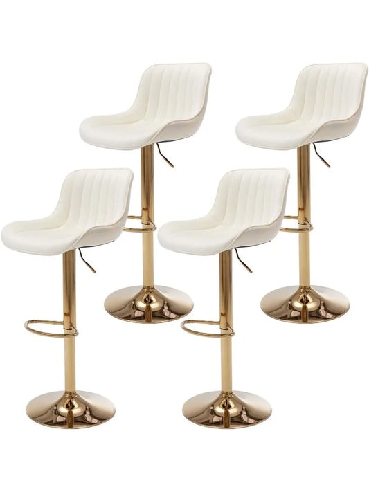 Bar Stools Set of 4, Swivel Counter Height Barstools with Back, Modern Gold Kitchen Island Stools for Breakfast Bar, Arml