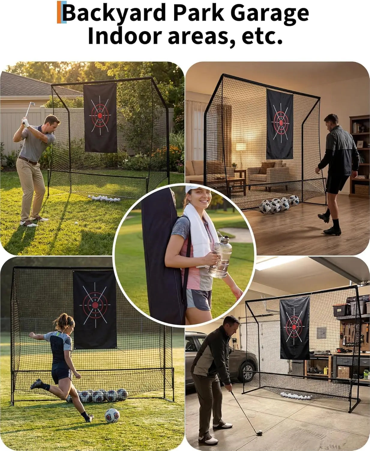 10x7.5FT Golf Practice Net for Indoor and Outdoor Use, Heavy Duty Swing and Chipping Trainer with Aim Cloth and Carry Bag