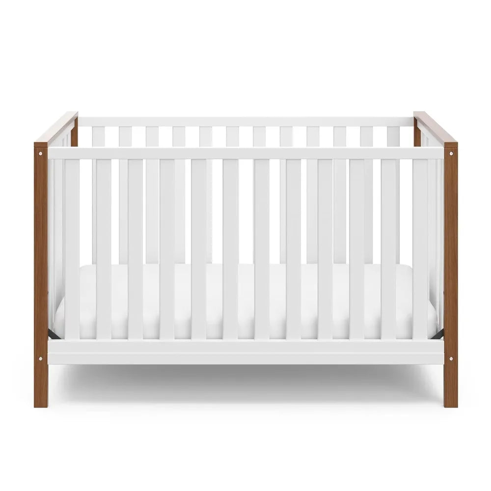 GRACO Modern Pacific 4-in-1 Convertible Crib (White with Vintage Driftwood) – GREENGUARD Gold Certified