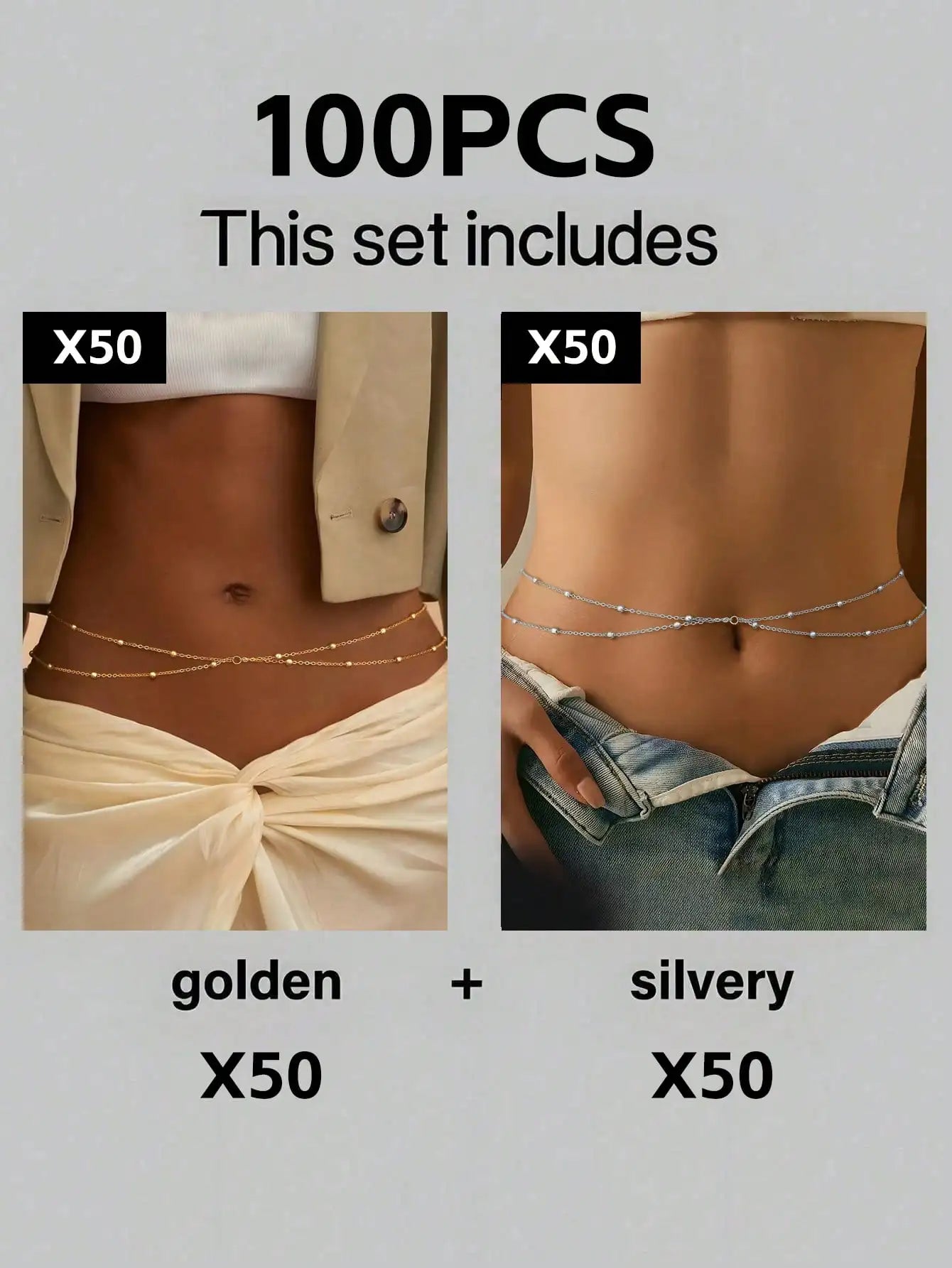 1pc Women's Sexy Criss-Cross Layered Body Chain, Minimalist Beaded Waist Chain, Fashion Accessory, Summer Beach Party Essential