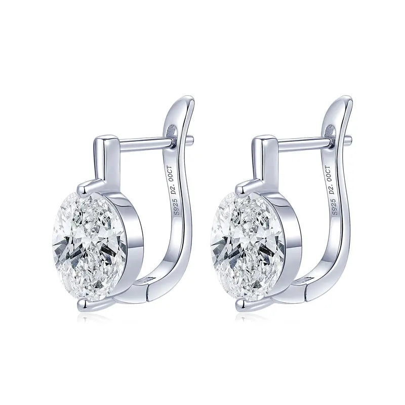 OXTAO 2ct Moissanite Solitaire Stud Earrings Certified 925 Sterling Silver Drop Hoop Earrings Spakling D Color Female Jewelry