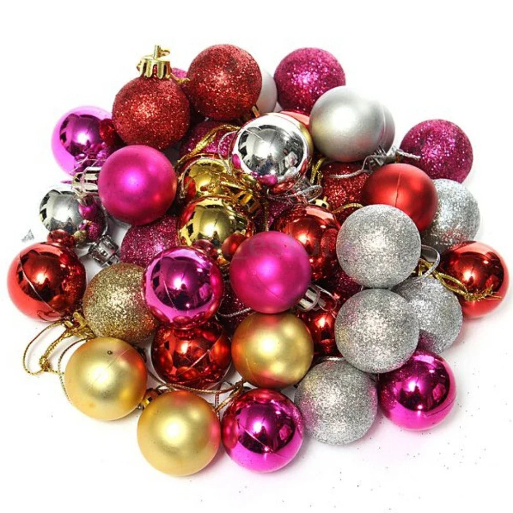 24pcs/set Christmas Tree Ball 2025 Christmas Pine Tree Hanging Ball Pendant Red Navy Blue 3cm Ball Christmas Ornaments Gifts