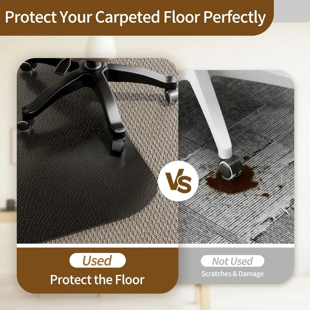 Heavy Duty Chair Mat for Low Pile Carpet with Cleats Black Plastic Floor Protector Smooth Rolling
