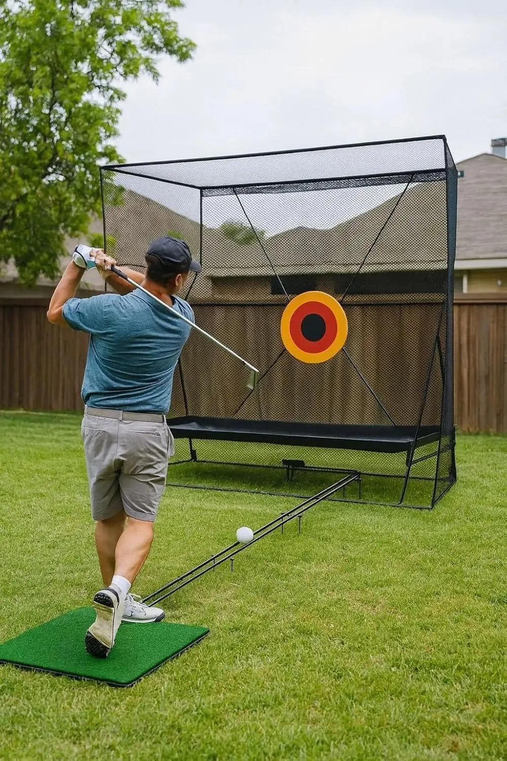 Golf Practice Net (305 x 244 cm) with Ball Return (335 cm) and Ball Blanket, Large Golf Training Net for Chipping and Swing with Target, Robust Net with Carry Bag
