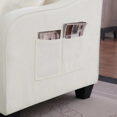 Sofa Chaise Longue (Double) - Irregular Arm/Backrests, Footrest with Storage & 2 Small Throw Pillows