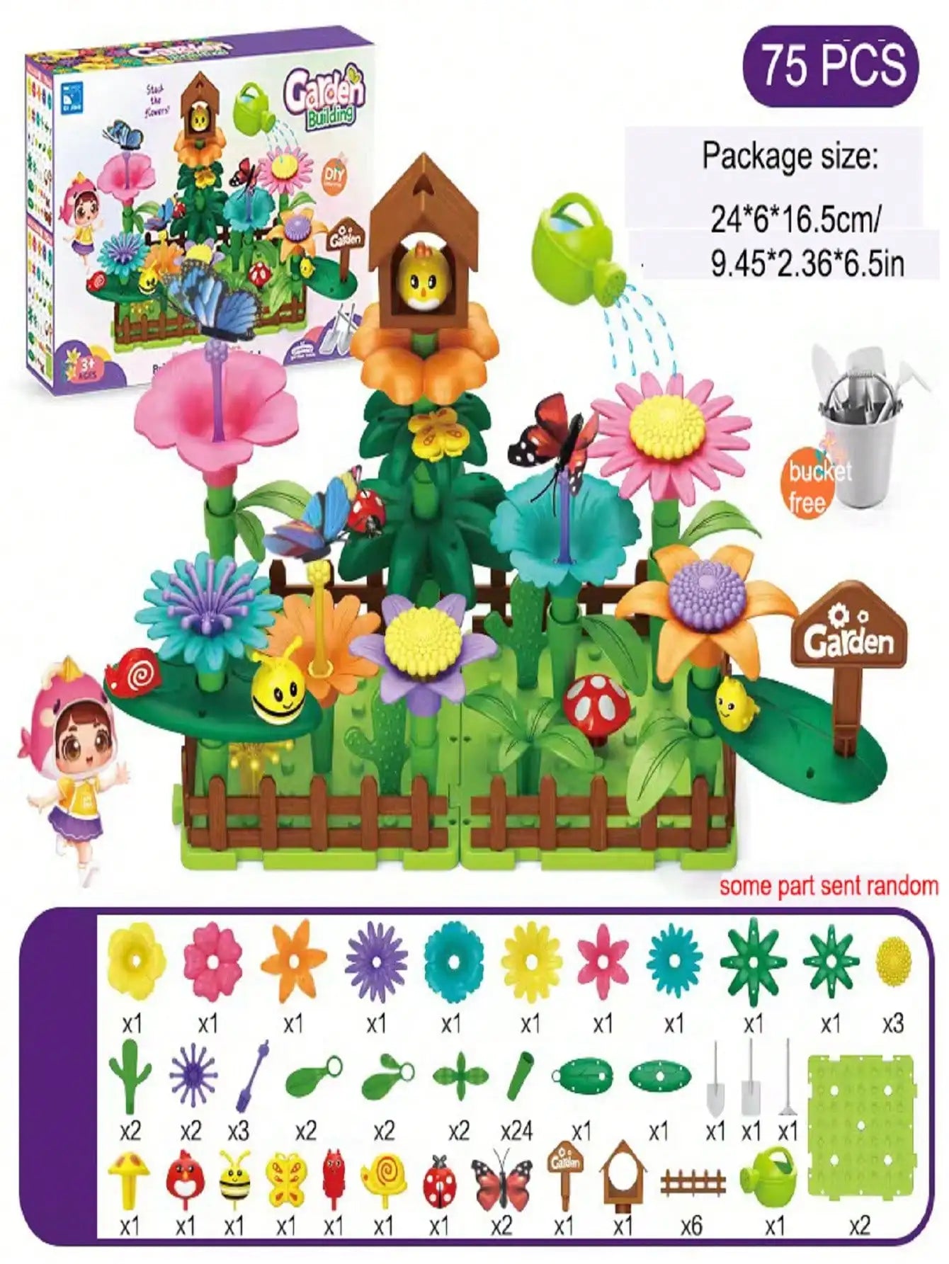 Children Garden Building Flower Toys Girls DIY Flower Garden Toys Building Blocks Kids Playset Creative Growing Floral Garden Parents-Child Interaction Developmental Educational Toys Room Decorati
