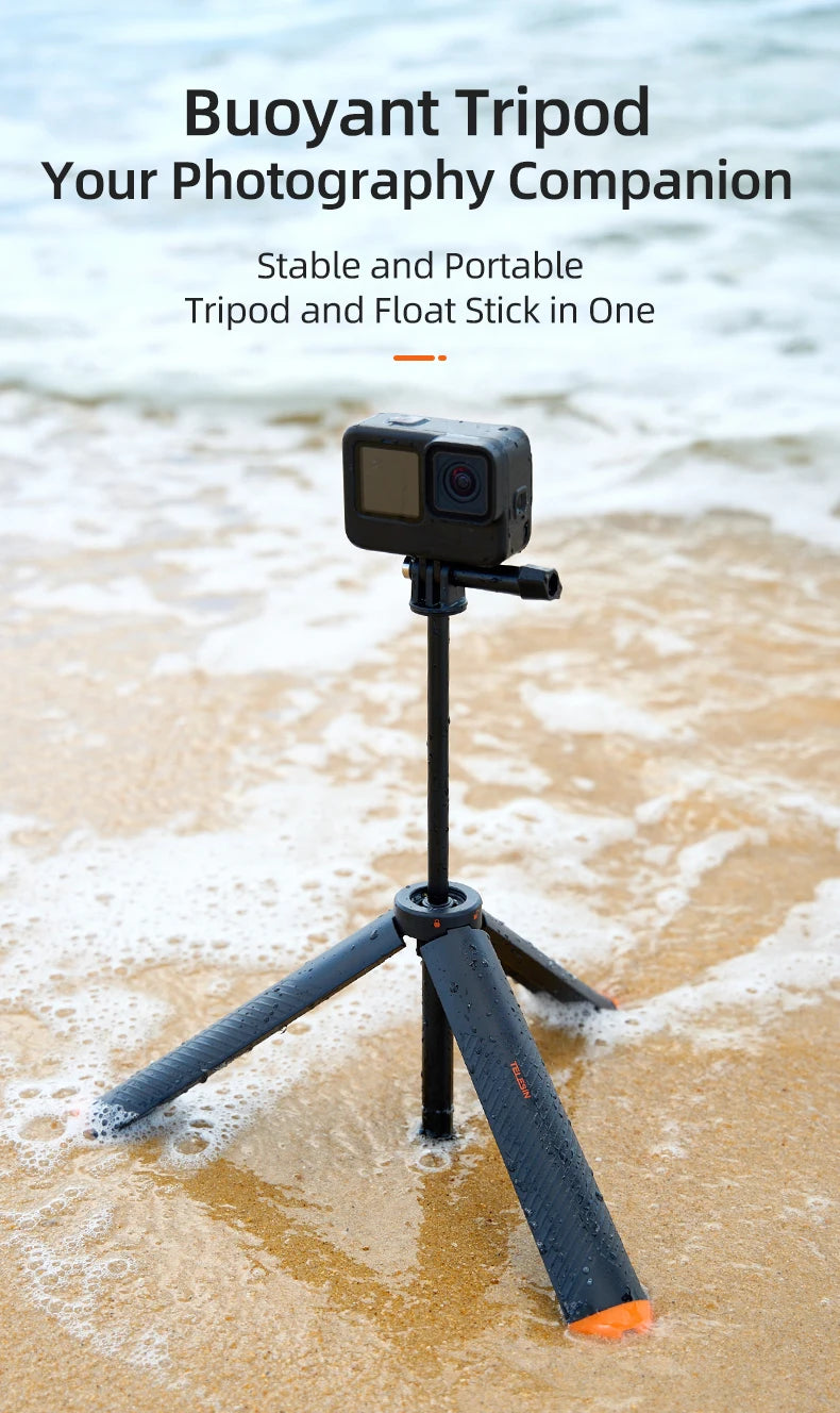 TELESIN 4 in 1 Selfie Stick Floating Hand Grip Tripod Waterproof Extendable Selfie Monopod for GoPro DJI OSMO Action Insta360