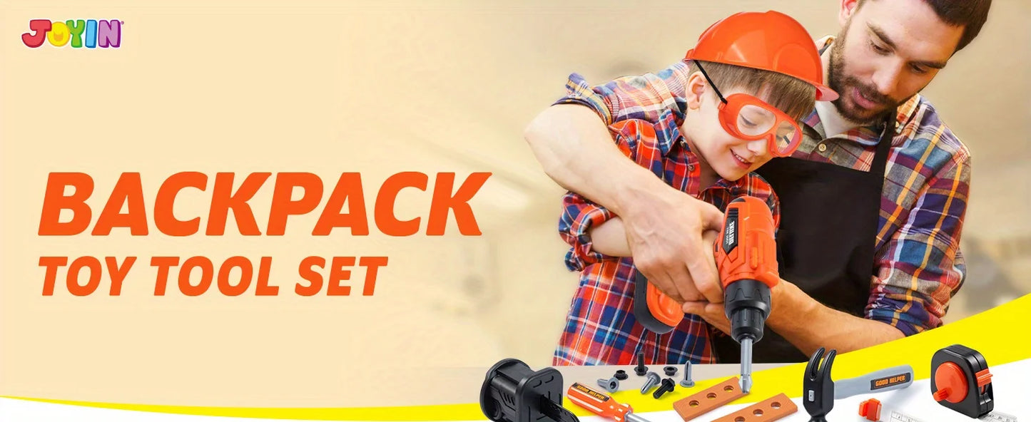 JOYFY 32PCS Kids Tool Set Pretend Play Toddler Tool Toys with Construction Backpack Costume for Boy Girl Birthday