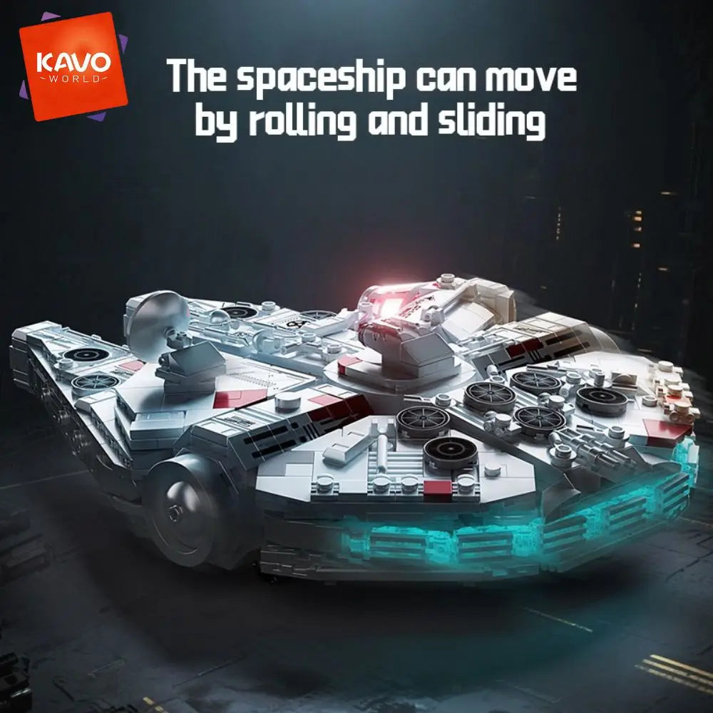 KAVOWORLD 1361PCS Galaxy Interstellar Cruiser Building Blocks Set with LED Light DIY Collectible Model Kit for Fans Holiday Gift