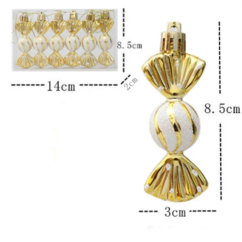 6pcs/box Candy Crutch Icicle Christmas Tree DIY Ornaments New Year Xmas Gifts Christmas Ball Decoration for Home Navidad