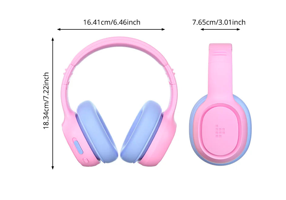 Tronsmart KH03 Active Noise Cancelling Kids Headphones, Foldable Bluetooth Headset with HD Mic for Class Clarity, Soft Protein Earpads, 7-Color LED, Safe Volume Limit, 70H Battery for Travel/Study