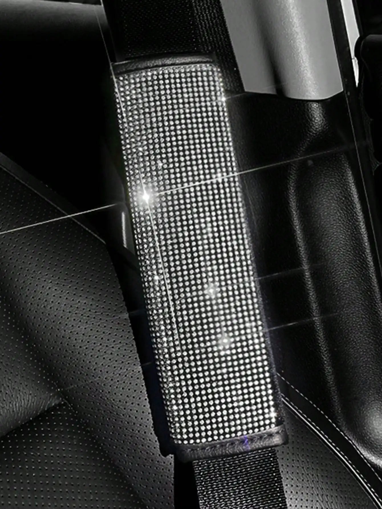 Car Seat Belt Cover Diamond Sparkling Women's Seat Belt Cushion Rhinestone Crystal Car Seat Belt Cover All Season Universal