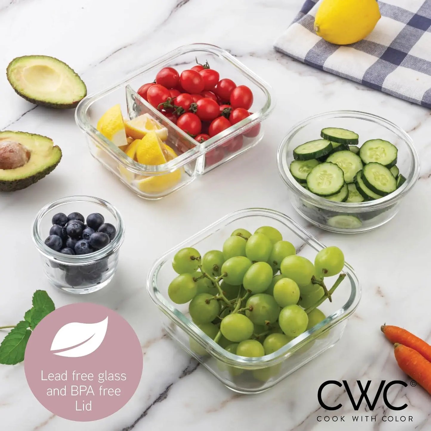 32-Pc. Borosilicate Glass Food Container Set with Dividers - Meal Prep, Storage, Pink
