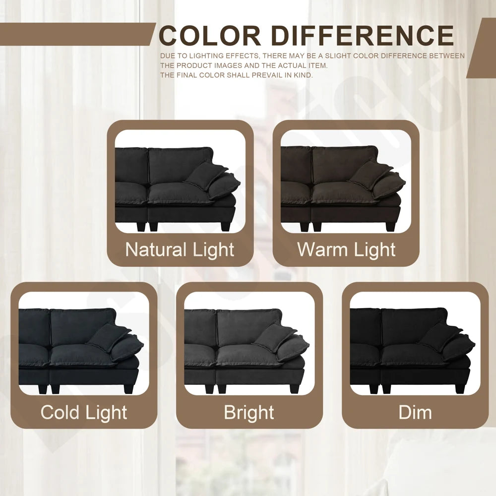 76.5 Inch Plush Fabric Loveseat Sofa Modern Deep Seat 2 Seater Couch