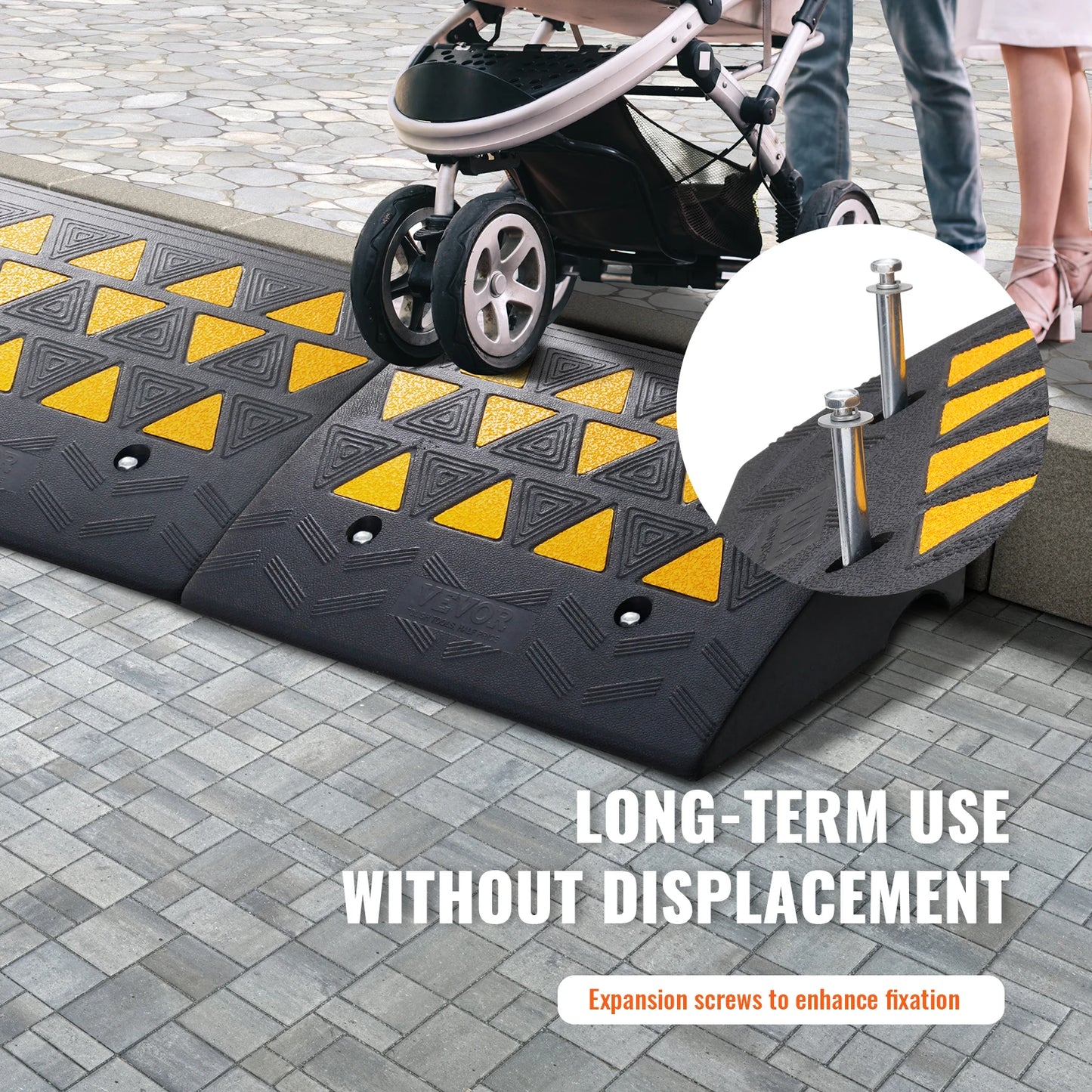 SucceBuy 1/2 Pack Rubber Curb Ramp Rise Heavy Duty Threshold Driveway Ramps with Stable Structure Car Wheelchairs Motorcycles