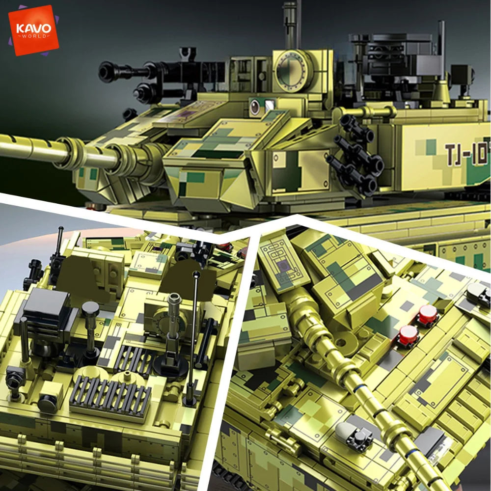 KAVOWORLD 2042pcs Simulated Main Battle Tank Building Block Military Army Car Truck Bricks Toy City Construction Bricks Kidd Gif