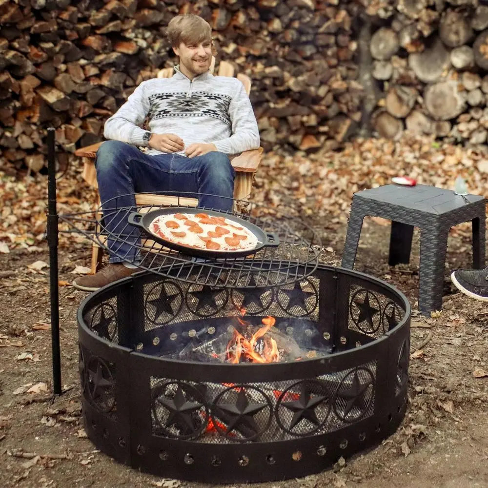 36 Heavy-Duty Steel Fire Pit Ring - Round, 12 High, for Outdoor & Camping Use