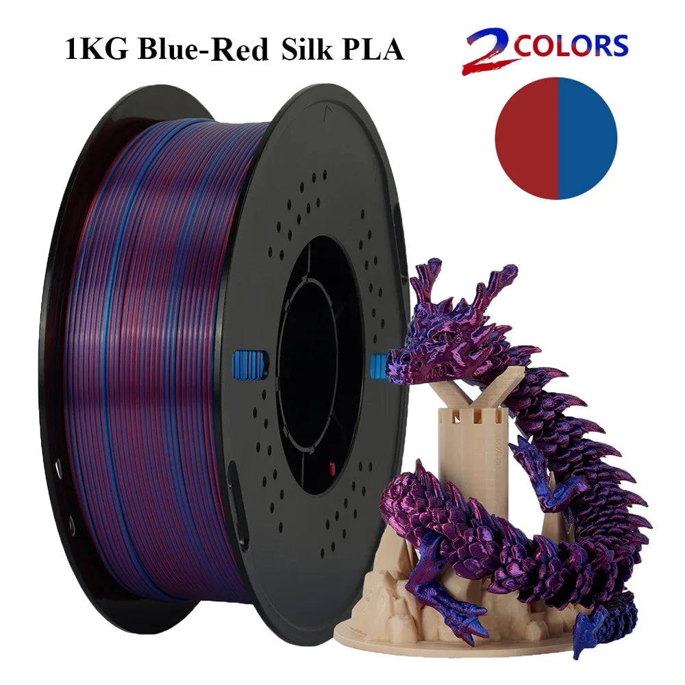 Multicolor Filament Bicolor Silk PLA 2Color for 3D Printing Plastic 3D Printer Materials 1.75mm Spool No Bubble High quailty